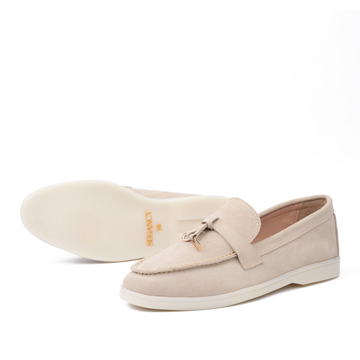 Lina-mocassin en daim Beige clair