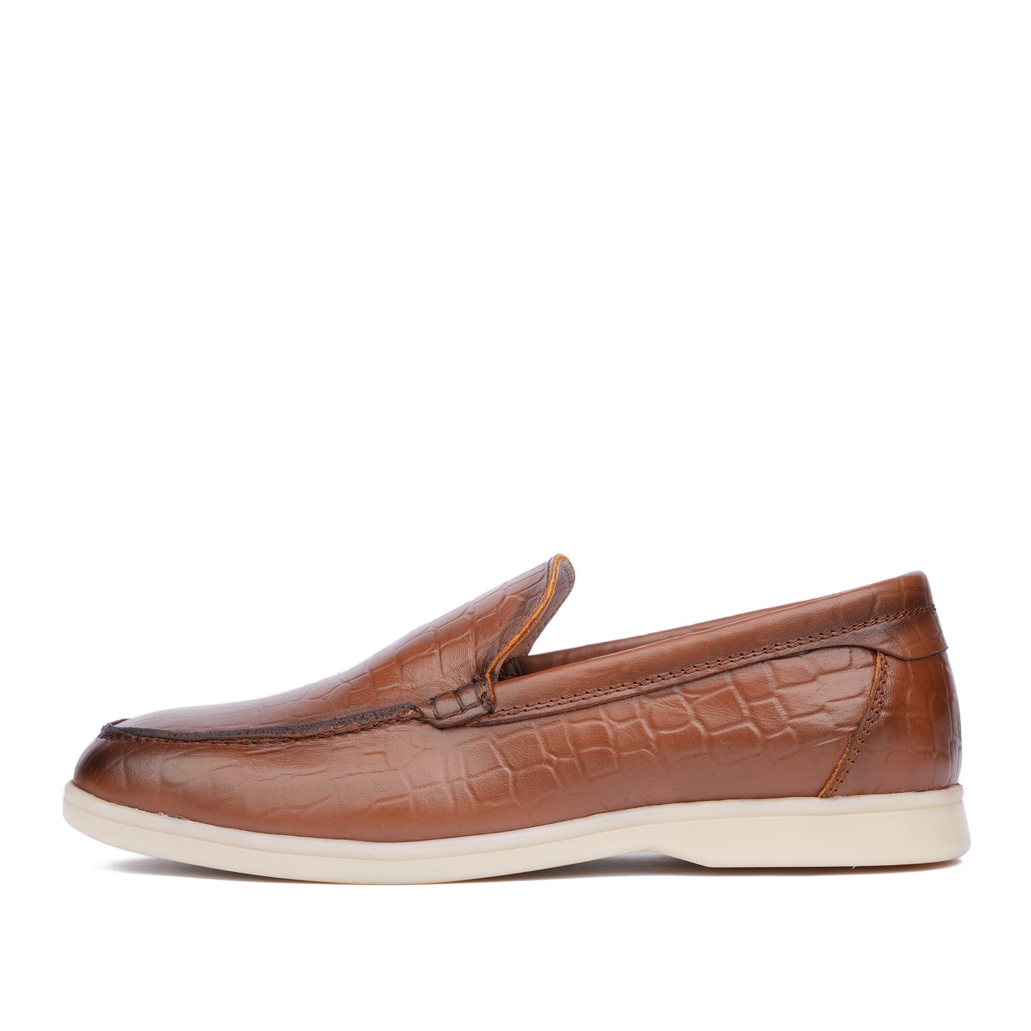 Santino – Mocassin en cuir embossé Tabac