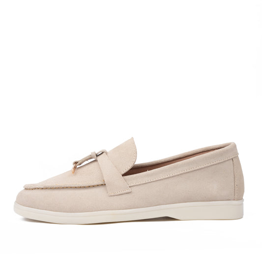 Lina-mocassin en daim Beige clair