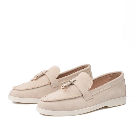 Lina-mocassin en daim Beige clair