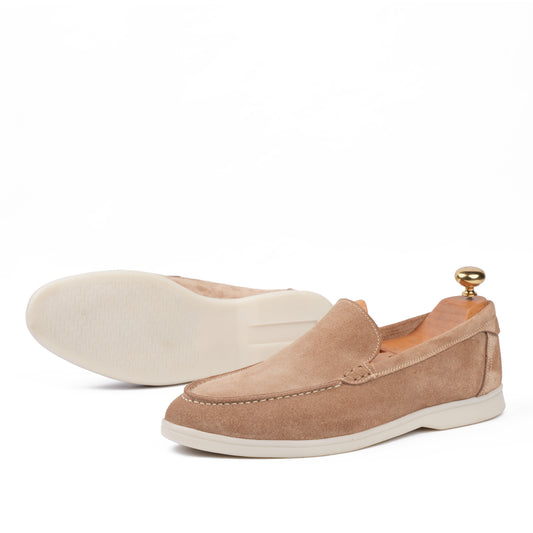 Lorenzo – Mocassin en daim Beige clair