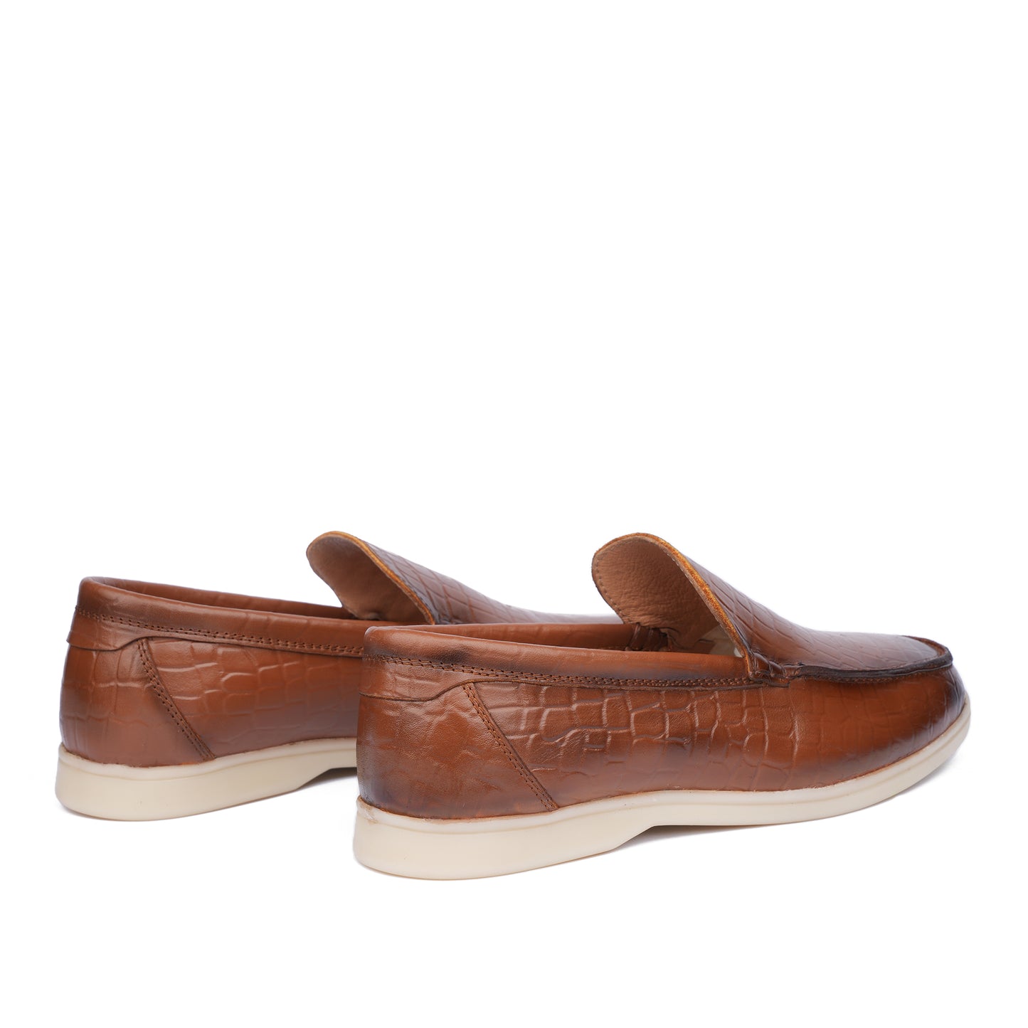 Santino – Mocassin en cuir embossé Tabac